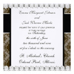 brown diamond damask pattern custom invitation