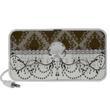 brown diamond damask pattern speaker system