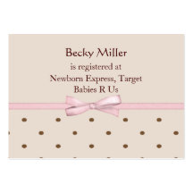 Brown Dots Baby Shower Registry Cards Business Card