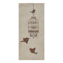Brown Glitter Birds Wedding Program Full Color Rack Card