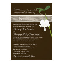 Brown Green Ivory Bleeding Heart Wedding Invite