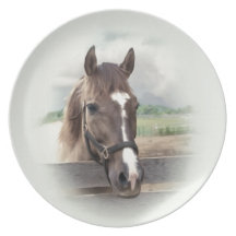 Brown Horse with Bridle Dinner Plate