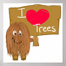 Brown i heart trees poster