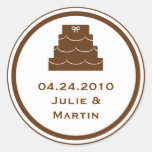 Brown party cake wedding favour tag seal label round sticker