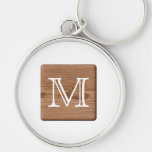 Brown Printed Pattern and Custom Letter. Keychains