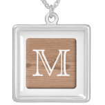 Brown Printed Pattern and Custom Letter. Necklace