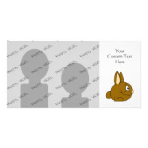 Brown Rabbit Cartoon Photo Greeting Card