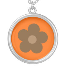 Brown Retro Flower Orange Custom Custom Jewelry