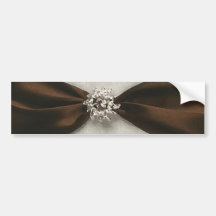 Brown Satin Ribbon with Jewel Bumper Sticker