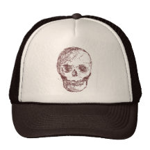 Brown Skull. Trucker Hat