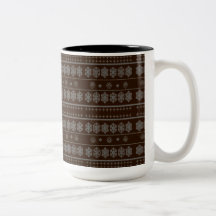 Brown Snowflake Pattern Coffee Mugs