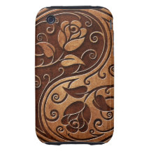 Brown Stone Yin Yang Roses Tough iPhone 3 Cover