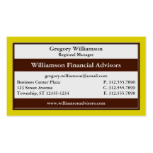 Brown Stripe Yellow Professional Business Cards