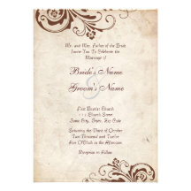 Brown Vintage Floral Chic Wedding Invitation