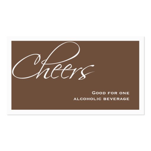 Brown wedding formal custom event drink ticket business card templates