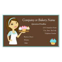 Brunette/Aqua Cupcake Baker/Bakery Business Card