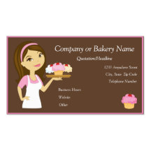 Brunette/Pink Cupcake Baker/Bakery Business Card