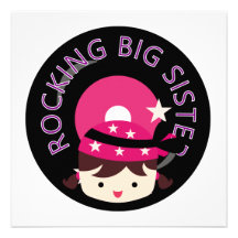 Brunette Rocking Big Sister Personalized Announcement