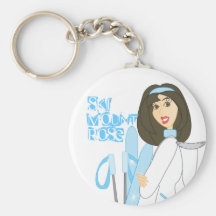Brunette Skier Keychain