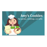 Brunette woman baking chef flour business cards business cards
