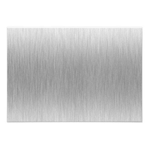 Brushed Aluminium Stainless Steel Textured Personalized Invitations