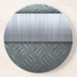 Brushed Metal Diamond Plate Template Beverage Coasters