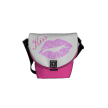 Bubble Gum Pink Kiss Lips Rickshaw Messenger Bag