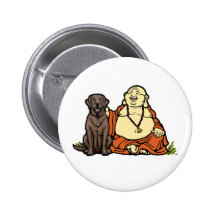 Buddha Chocolate Lab Button
