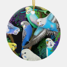 Budgerigars in Ferns Ornament