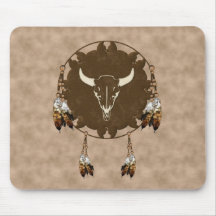 Buffalo Skull Dream Catcher Mouse Pad