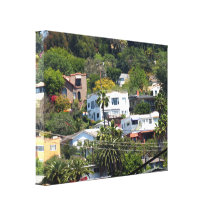 Buildings On The Mountain Stretched Canvas Prints