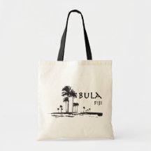 Bula Fiji Palm Tree Graphic Canvas Bags