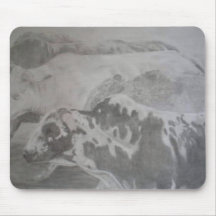 Bull in the fog mouse pad