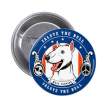 Bull Terrier Button Blue