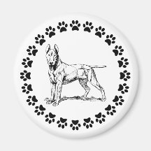 Bull Terrier with Pawprints Fridge Magnets