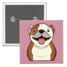 Bulldog Cartoon Buttons