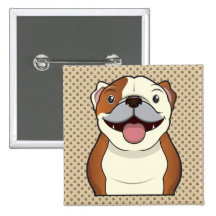 Bulldog Cartoon Pinback Button