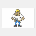 Bulldog Construction Worker Hammer Rectangle Stickers