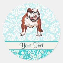 Bulldog; Cute Round Sticker