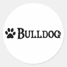Bulldog (pirate style w/ pawprint) round stickers