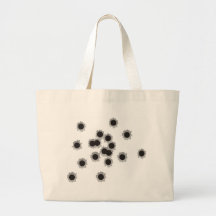 Bullet holes from a rifle or gun, possibly shotgun bags