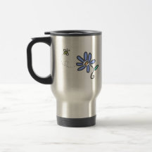 Bumble Bee and Blue Flower Mug