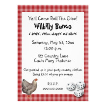 Bunco Hillybilly Style or Country Style Invite