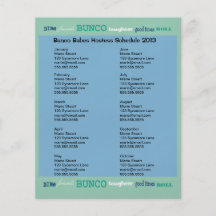 Bunco Subway Hosting Calendar Personalized Flyer