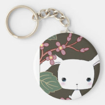 Bunneh Pi hiding ( cherry blossum kimono print) Keychains
