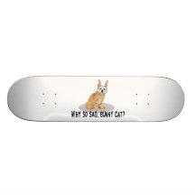 Bunny Cat Sad Skateboard Deck