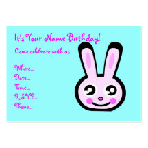 bunny head birthday invitation business card template