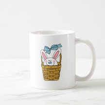 Bunny in Basket Blue T-shirts and Gifts Mugs