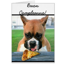 Buon Compleanno boxer dog greeting card