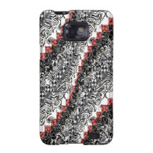 Burgello Quilt Pattern Customise Red Black Samsung Galaxy S2 Cases